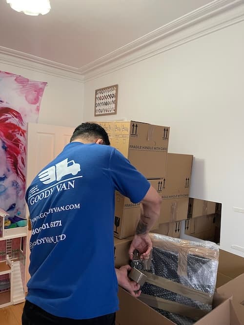 GoodyVan mover carefully handling furniture