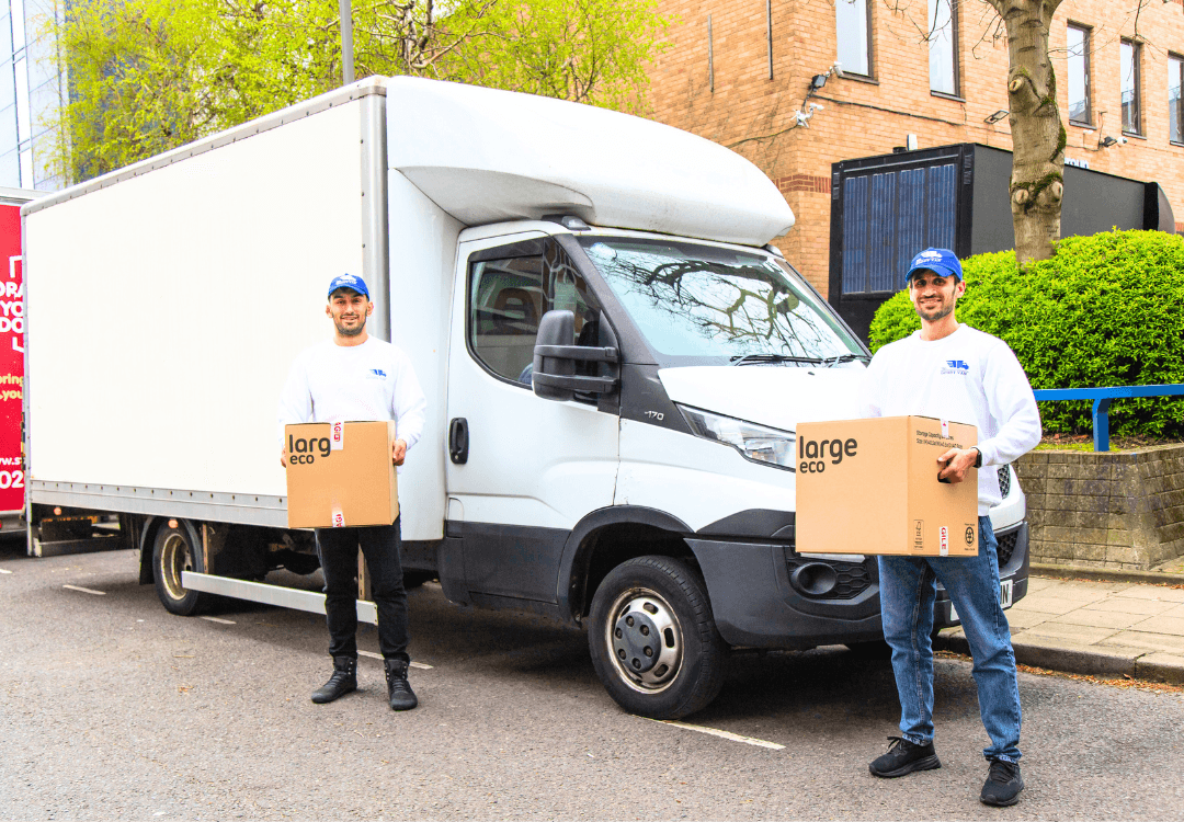 GoodyVan removal team beside a box van in London